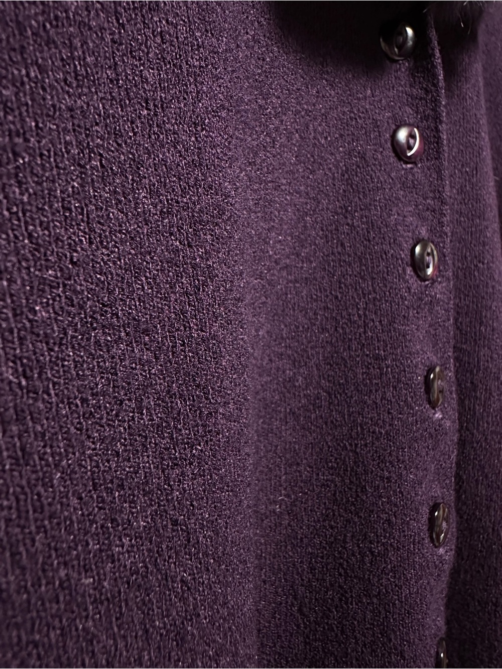 Brooks Brothers Plum Fur Collar Cardigan Fitted Holiday Evening Sweater Small - Picture 3 of 11